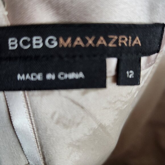 Ladies BCBGMaxAzria Champagne Satin Strapless Dress Size 12 - Picture 9 of 11